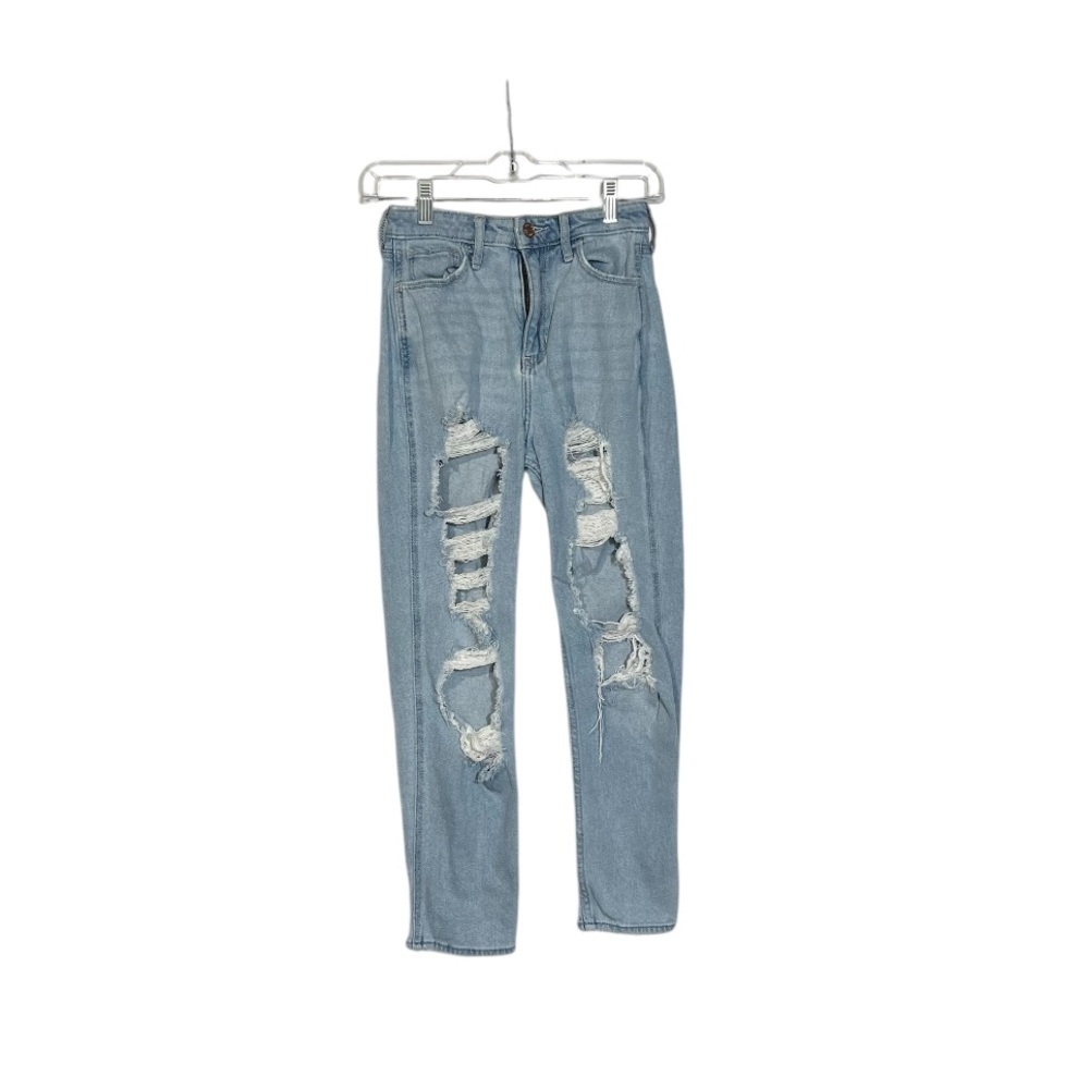 Hollister Ultra High Rise Mom Jeans Ripped Size 0